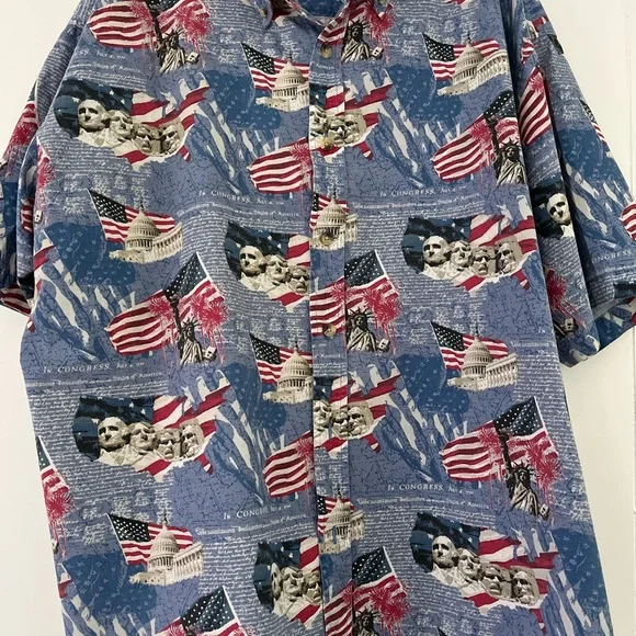 Cotton Traders Sport Patriotic Button Up Shirt Mt. Rushmore & Capitol Size XL - Picture 7 of 15